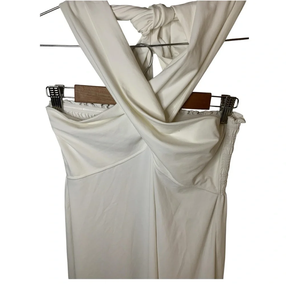 Title Nine White Twist Halter Swim Dress - Picture 5 of 7